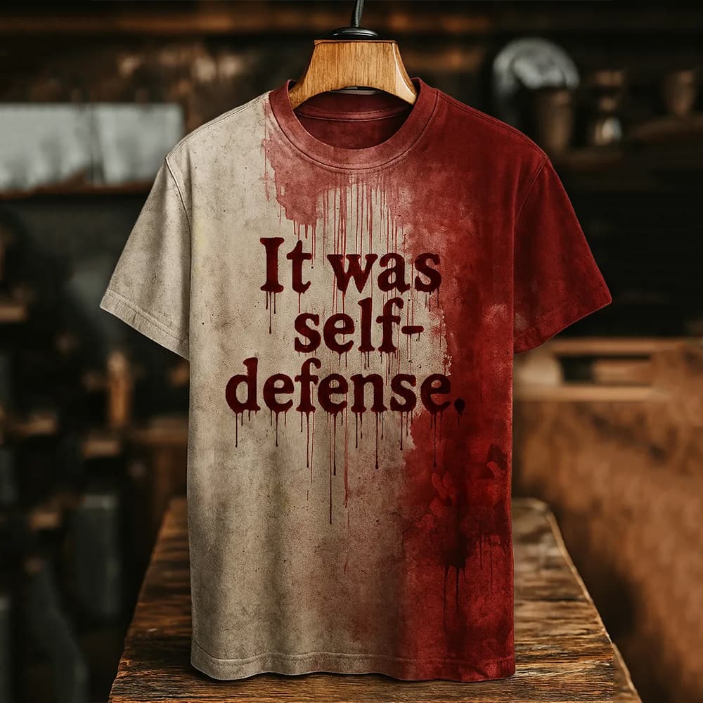 It Was Self-Defense Bloody Art Print Printed T-shirt It Was Self-Defense Bloody Art Print Printed T-shirt