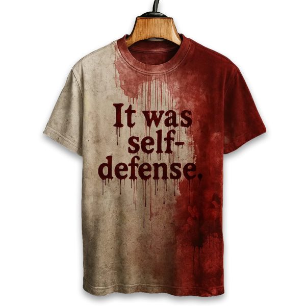 It Was Self-Defense Bloody Art Print Printed T-shirt
