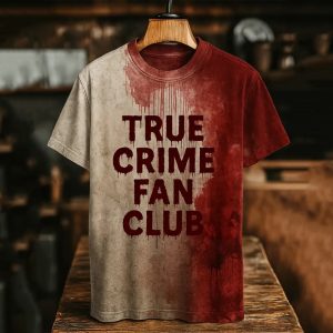 True Crime Fan Club Bloody Art Print Printed T-shirt 1 True Crime Fan Club Bloody Art Print Printed T-shirt