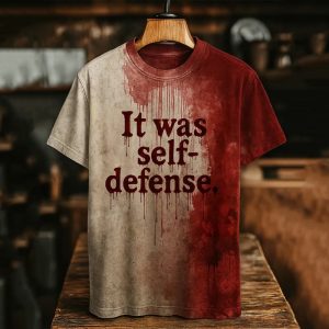 It Was Self-Defense Bloody Art Print Printed T-shirt